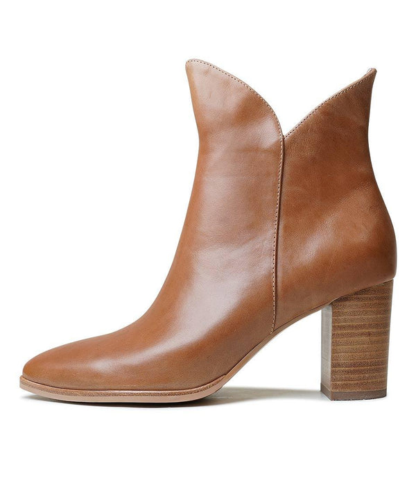 Astronomy Tan Leather Ankle Boots - Shouz