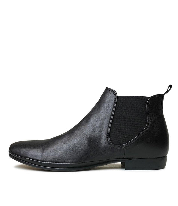 Nila Black Leather Ankle Boots - Shouz