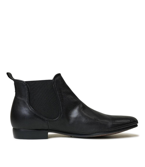 Nila Black Leather Ankle Boots - Shouz
