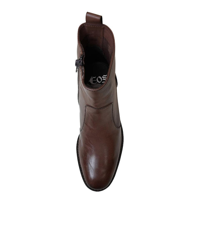 Seline Chestnut Leather Ankle Boots - Shouz