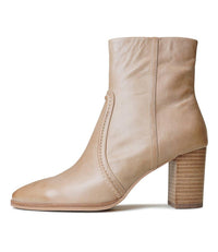 Anahi Cappacino Leather Ankle Boots - Shouz