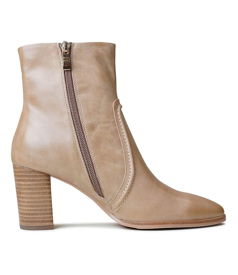 Anahi Cappacino Leather Ankle Boots - Shouz