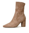 Nider Sand Stretch Microsuede Ankle Boots - Shouz