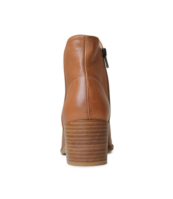 Mockas Dark Tan Leather Ankle Boots - Shouz