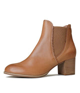 Sadore Tan Leather Ankle Boots - Shouz