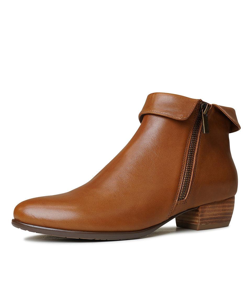 Twinzip Tan Leather Ankle Boots - Shouz