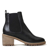 Biscoti Black Leather Ankle Boots - Shouz