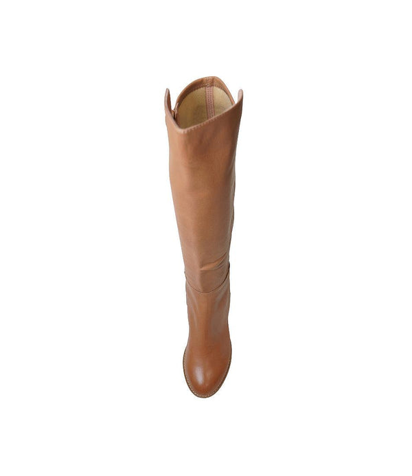 Setley Dark Tan Leather Knee High Boots - Shouz