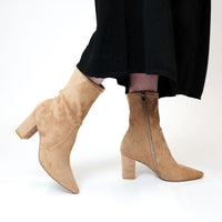 Nider Sand Stretch Microsuede Ankle Boots - Shouz