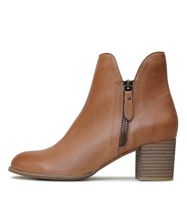 Shiannely Dark Tan Leather Ankle Boots - Shouz