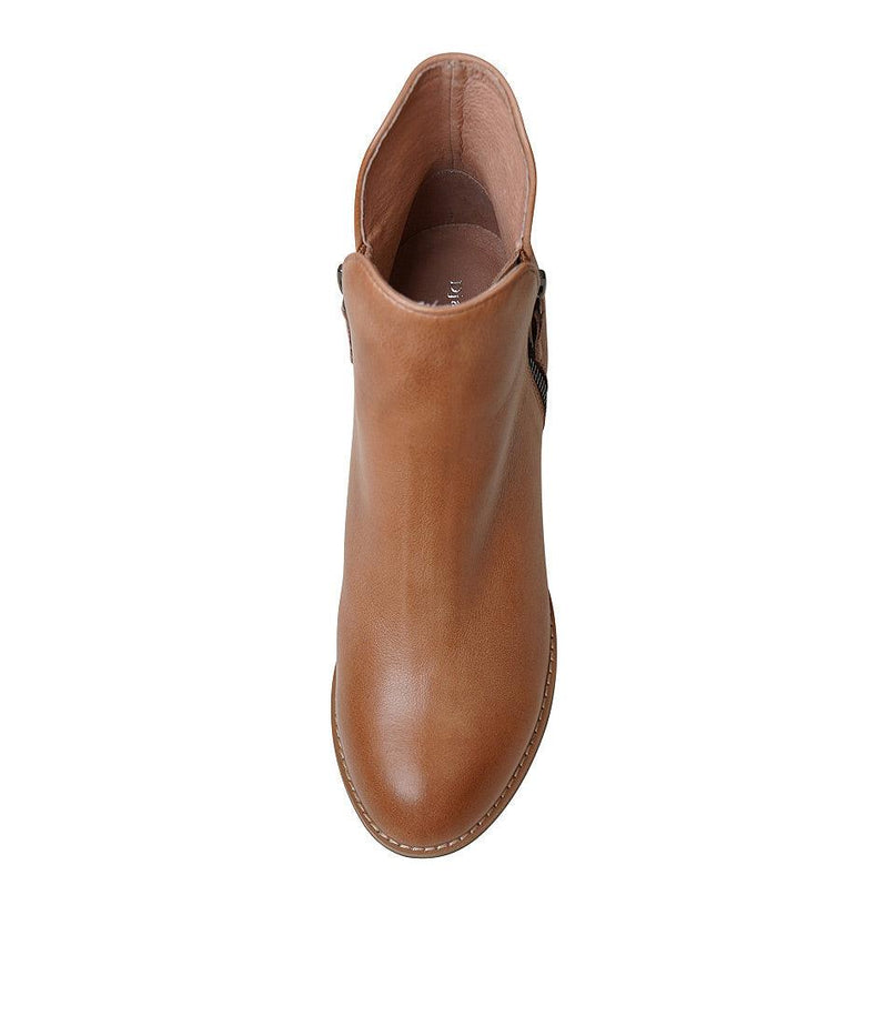 Shiannely Dark Tan Leather Ankle Boots - Shouz