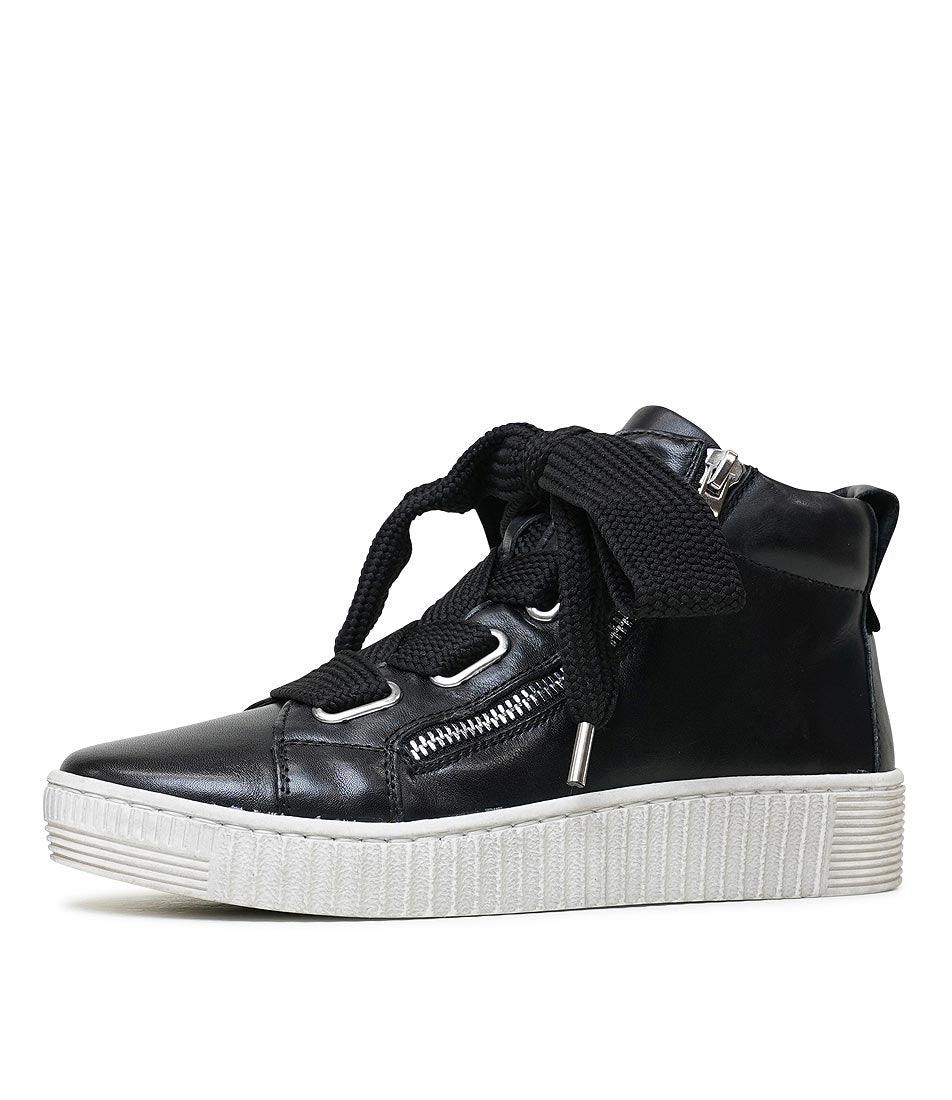 Joyous Black Leather Sneakers - Shouz