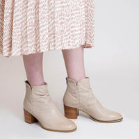 Millie Cafe Leather Ankle Boots - Shouz