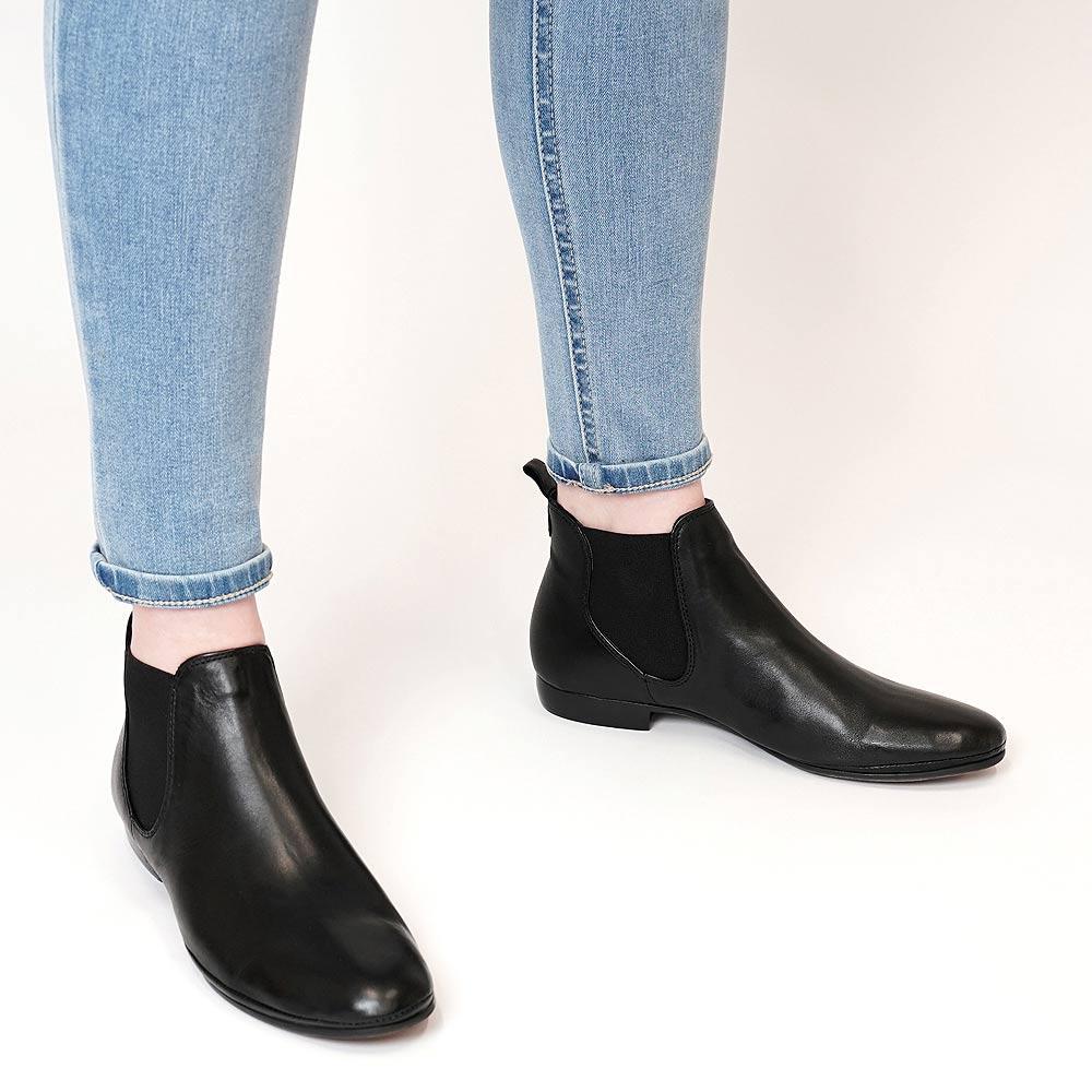 Nila Black Leather Ankle Boots by EOS Footwear Shouz