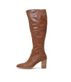 Ammies Cognac Leather Knee High Boots - Shouz