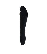 Hayleys Black Microsuede Knee High Boots - Shouz