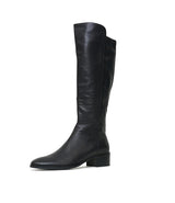Tetley Black Leather/ Stretch Knee High Boots - Shouz