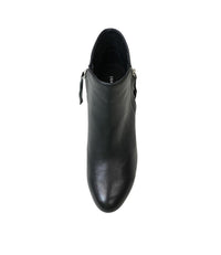 Demanse Black/ Black Heel Leather Ankle Boots - Shouz
