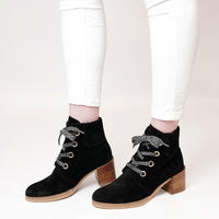 8157 Black Suede Ankle Boots - Shouz