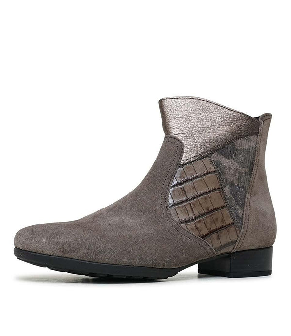 Ghana Taupe Multi Suede Ankle Boots - Shouz