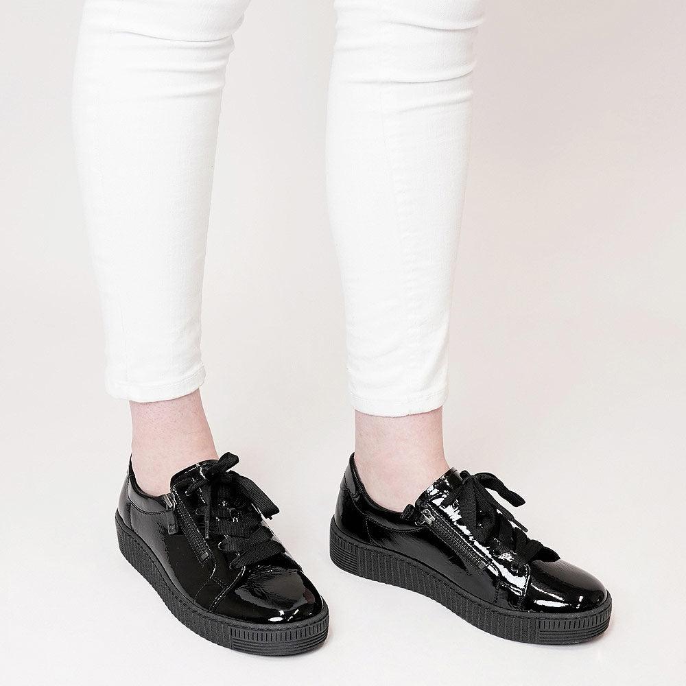 Amelia Black Patent Leather Sneakers by Gabor Shouz