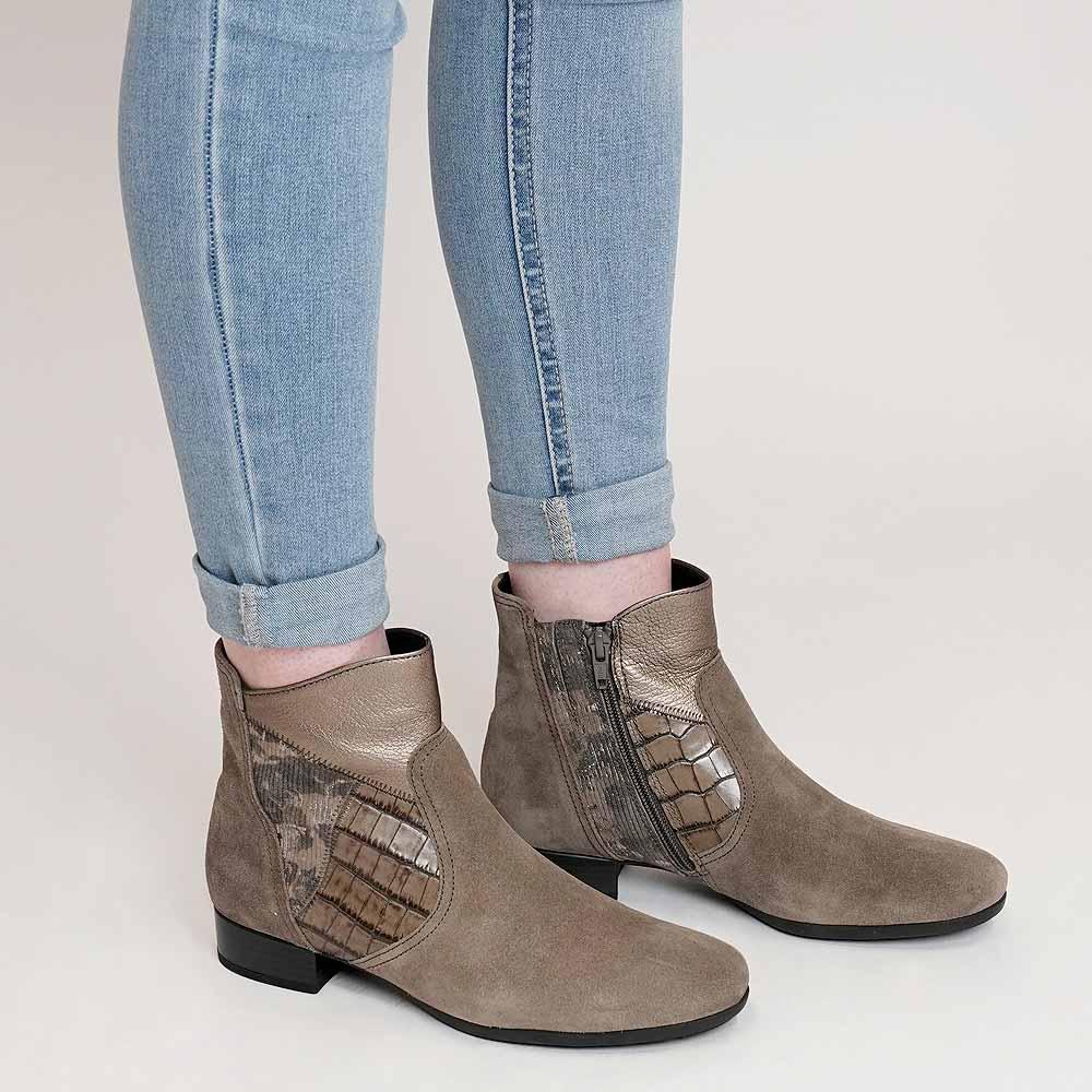 Ghana Taupe Multi Suede Ankle Boots by Gabor Shouz