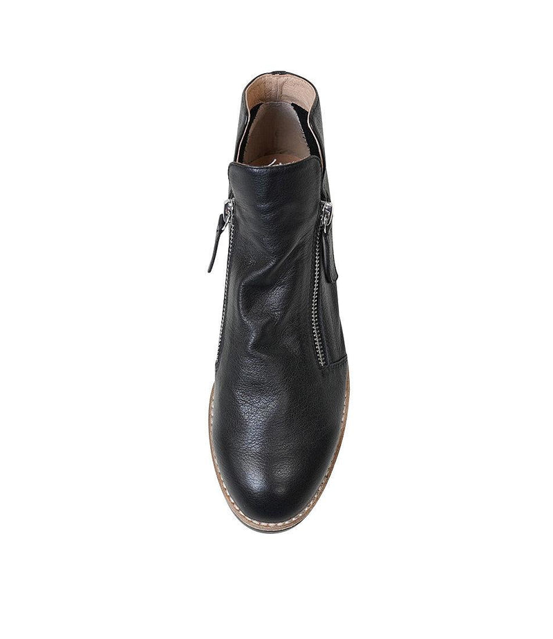 Ohmy Black/ Black Leather Ankle Boots - Shouz