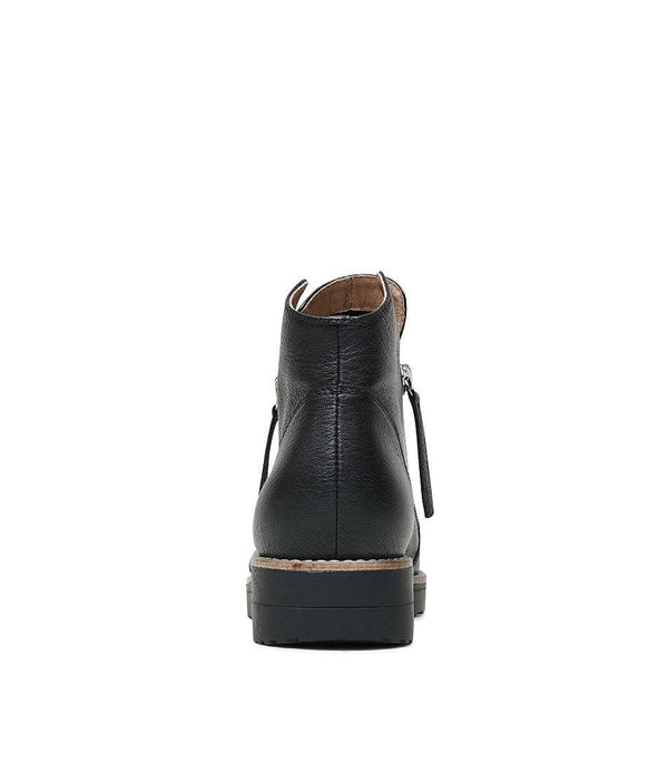 Ohmy Black/ Black Leather Ankle Boots - Shouz