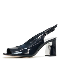 Kianna Navy Patent Leather Heels - Shouz