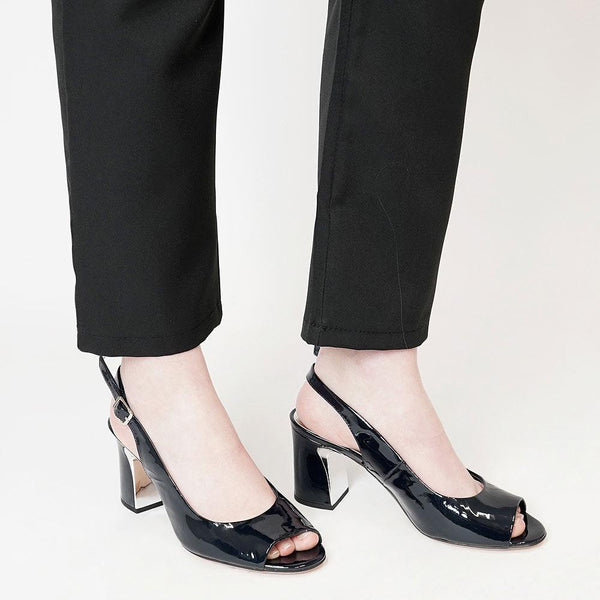 Kianna Navy Patent Leather Heels - Shouz