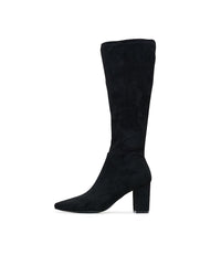 Norass Black Stretch Microsuede Knee High Boots - Shouz