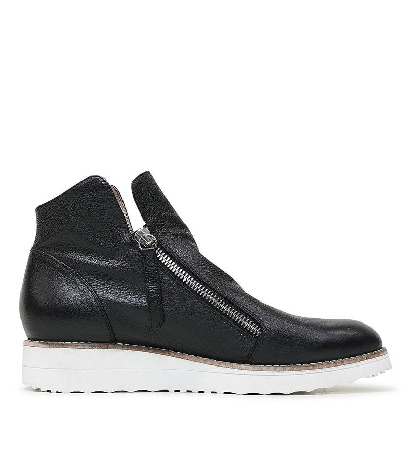Ohmy Black Leather Ankle Boots - Shouz