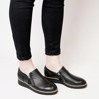 Otilia Black/ Black Leather Sneakers - Shouz