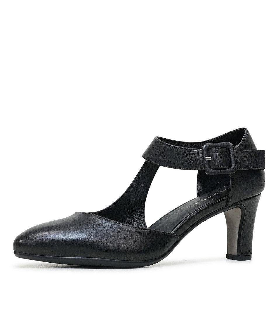 Trinities Black Leather Heels - Shouz