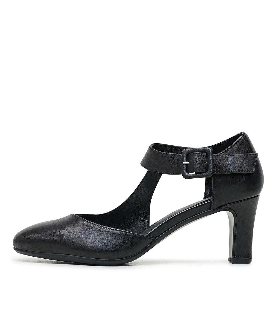 Trinities Black Leather Heels - Shouz