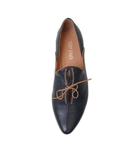 Sommer Navy/ Tan Leather Loafers - Shouz