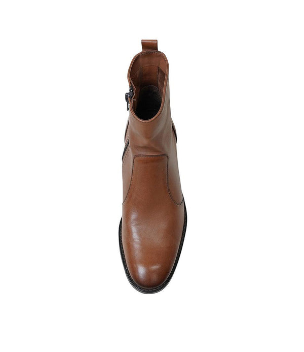 Seline Brandy Leather Ankle Boots - Shouz