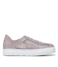 Flip Pink Shimmer Leather Mesh Sneakers - Shouz