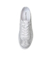 Flip White Shimmer Leather Mesh Sneakers - Shouz