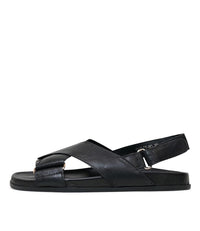 Haylow Black Leather Sandals - Shouz
