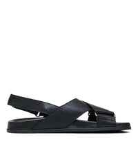 Haylow Black Leather Sandals - Shouz