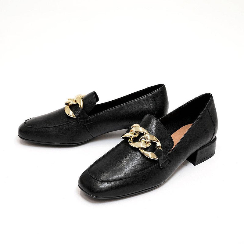 Vivandy Black Leather Loafers