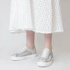 Flip White Shimmer Leather Mesh Sneakers - Shouz