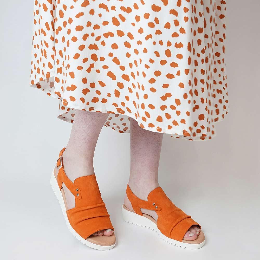 Madis Orange Suede Sandals - Shouz