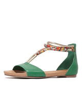 Jazmin Emerald Leather Sandals - Shouz