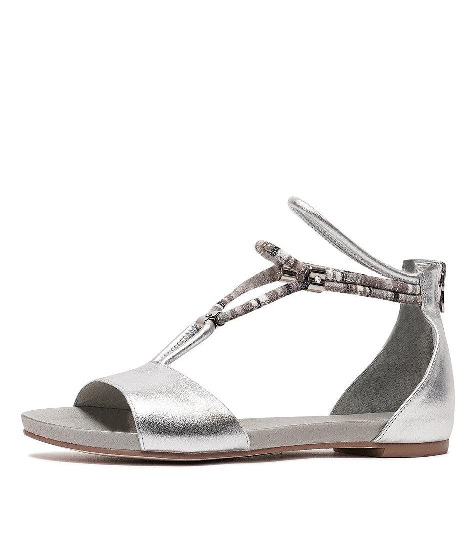 Jazmin Silver Leather Sandals - Shouz