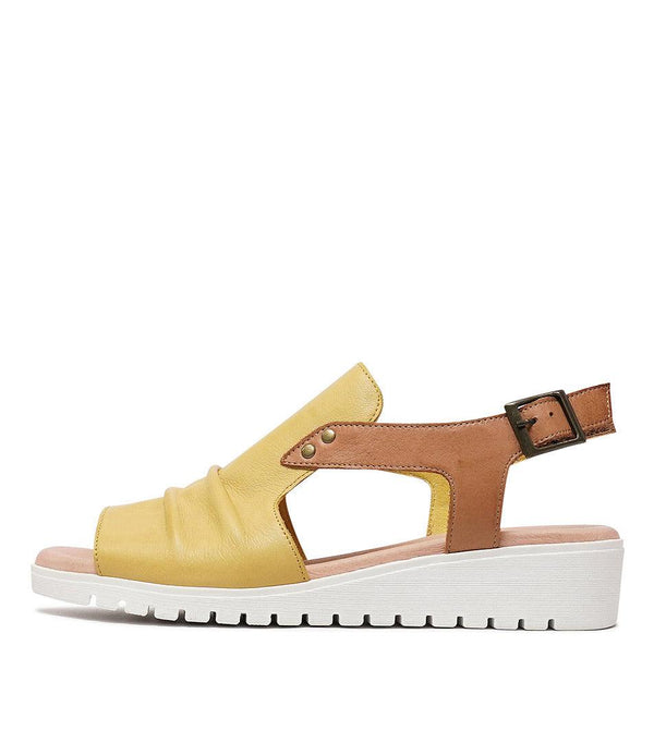 Madis Yellow Leather Sandals - Shouz
