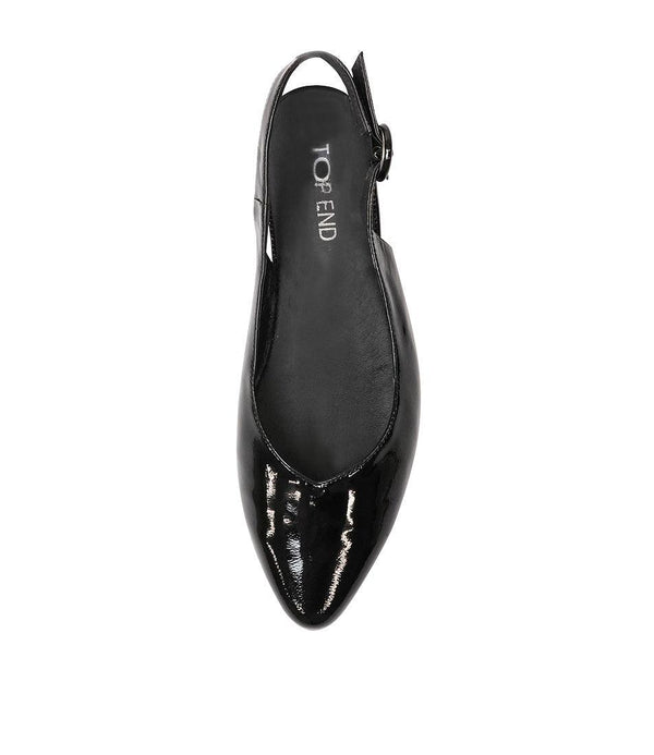 Fairy Black Patent Leather Slingback Flats - Shouz