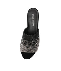 Tamarin Black Shimmer Leather Heels - Shouz