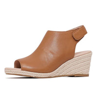 Jamcie Dark Tan Leather Wedges, DIANA FERRARI - Shouz